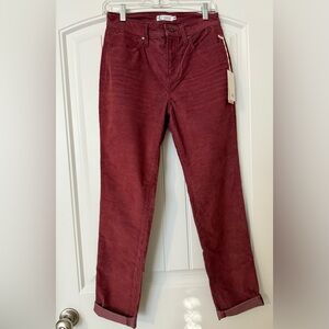 Carve Designs Carson Cord Hi Rise Boyfriend Pants-Brick Red-Size 2-Corduroy-NWT